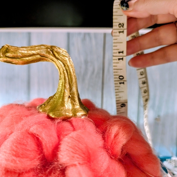 New**Chunky Knit Coral Pink Pumpkin Decor Near 12" Tall - Picture 4 of 6